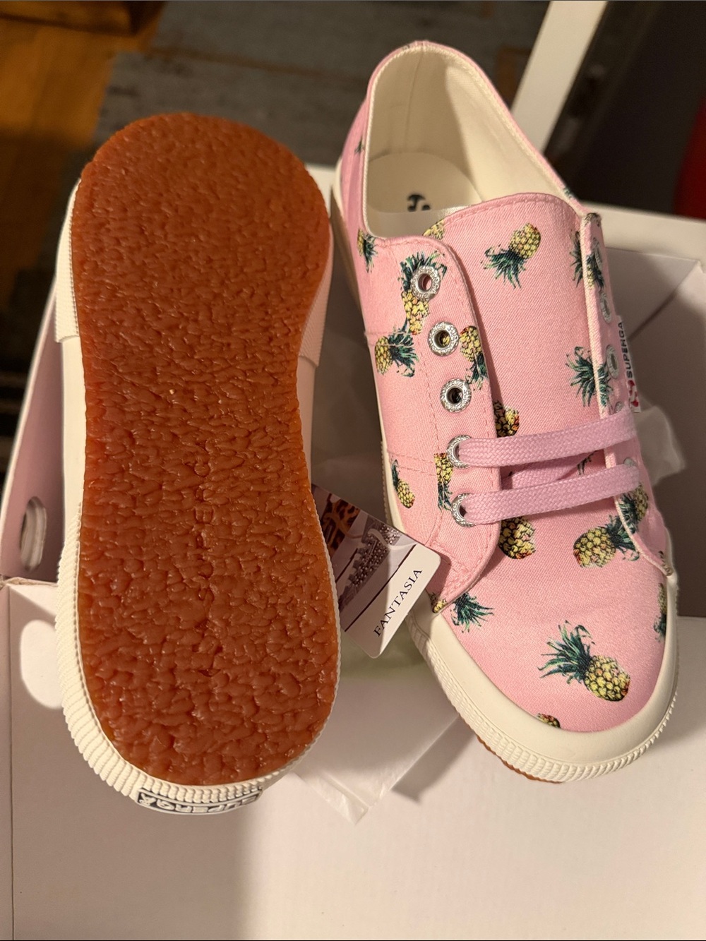 Superga Pink Canvas Pineapple Print Low-Top Sneakers - Picture 5 of 6